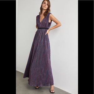 BCBGMaxAzria Metalllic Shimmer Pleated Gown